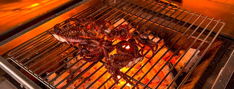 Palm Beach Griglia Brace Top di Gamma Carbone Naturale Polpo