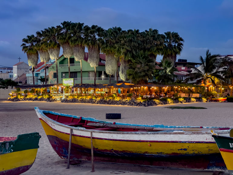 palm beach santa maria sal cape verde blue hour boats on beach