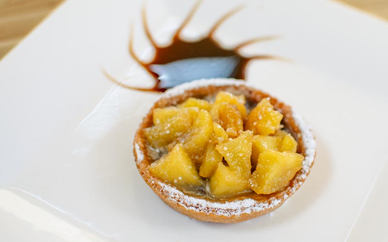 PalmBeach Tropical Restaurant | Pere e Cioccolato | a pastry cup filled with caramelized pears, dark chocolate and cinnamon